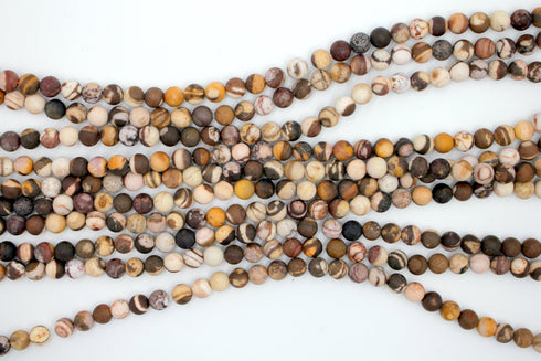 Matte Brown Zebra Jasper Gemstone Beads, 6mm, Round